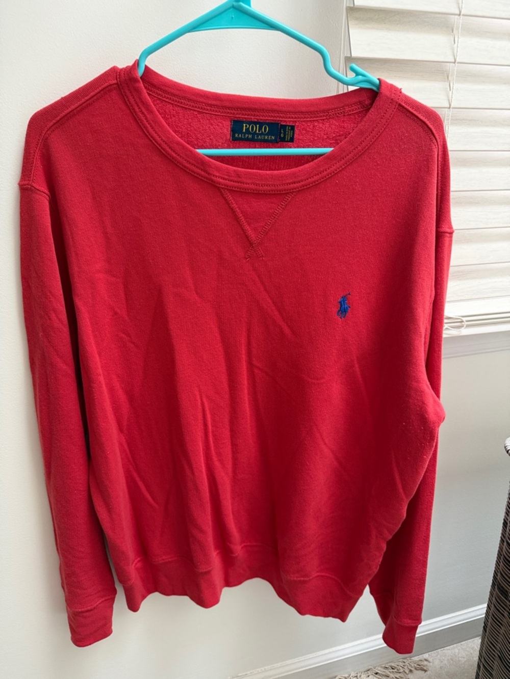 Polo by Ralph Lauren Red Crewneck Sweatshirt with Blue Pony